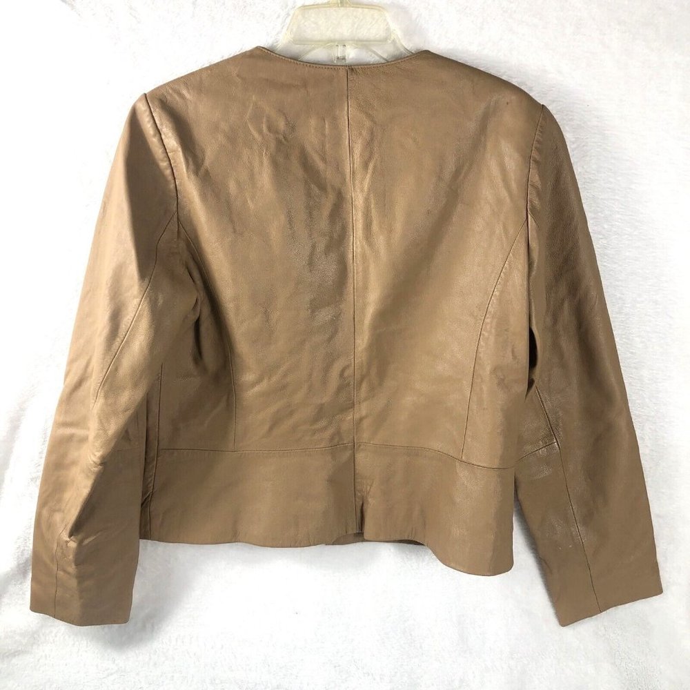 Yvonne Marie Lamb Leather Jacket Beigh Womens Size 10 - Picture 7 of 7